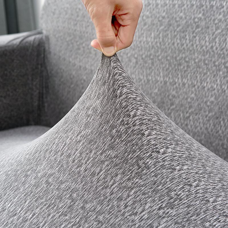 Stretch-Bezug fürs Ecksofa in L-Form – Sprenkelmuster – Grau – Ansicht 3
