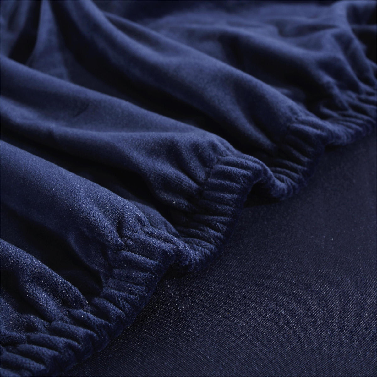 Ecksofa-Bezug aus Samt in L-Form – Marineblau – Ansicht 4