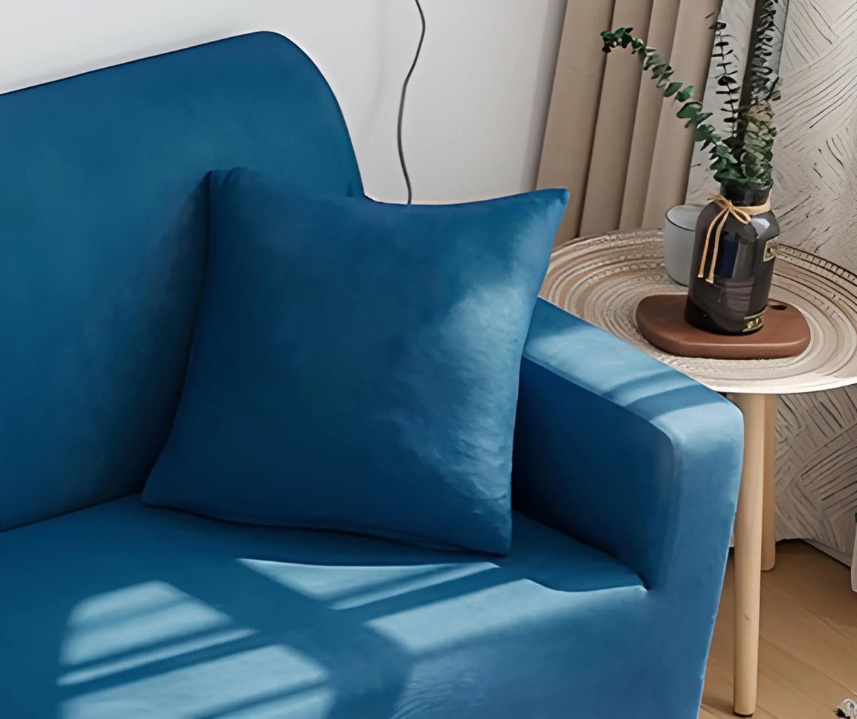 Stretch-Kissenhülle – Saphirblau – Ansicht 1