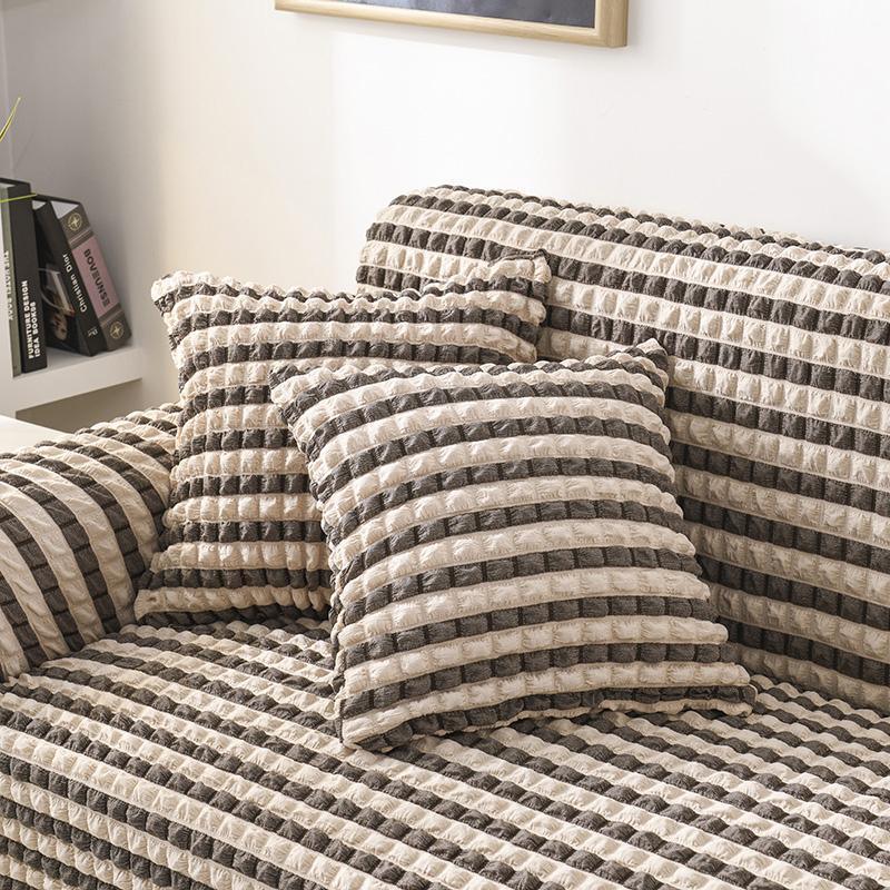 Kissenhülle mit Noppenstruktur – Beige und Schwarz – Ansicht 1