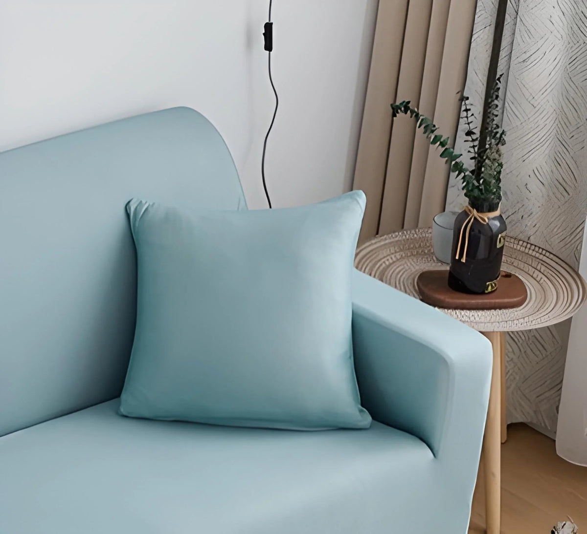 Stretch-Kissenhülle – Pastellblau – Ansicht 1