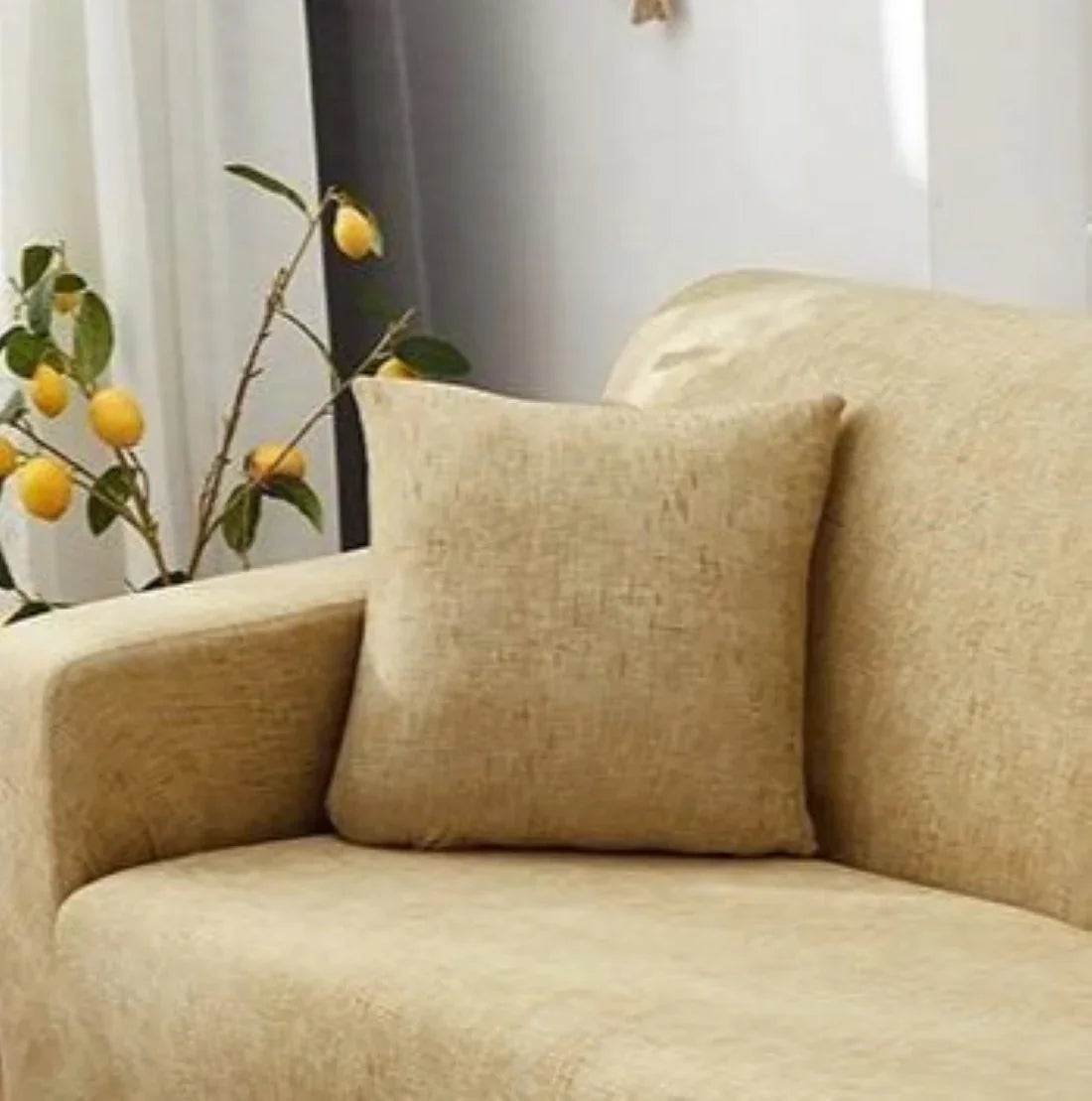 Kissenhülle mit Kreuzmuster – Beige – Ansicht 1