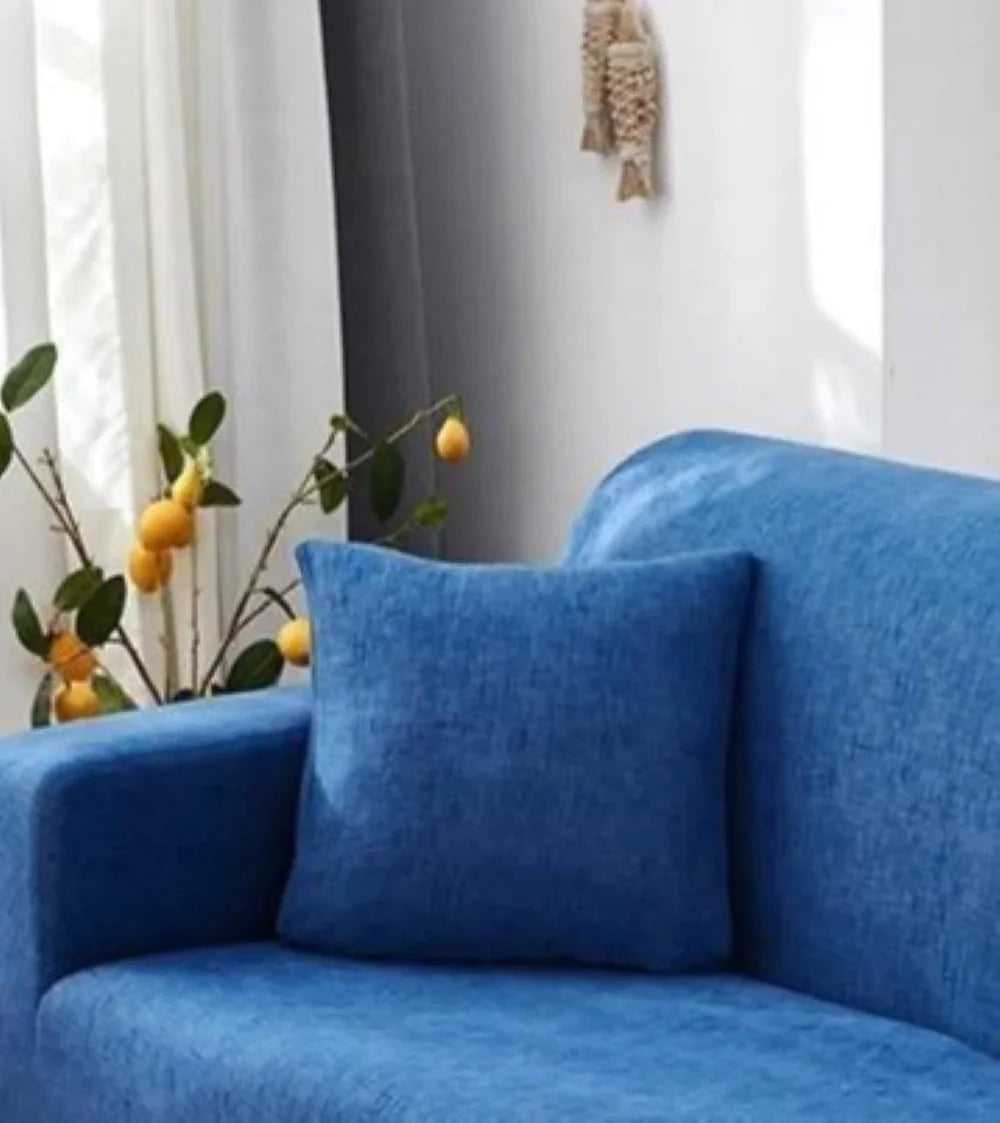 Kissenhülle mit Kreuzmuster – Blau – Ansicht 1