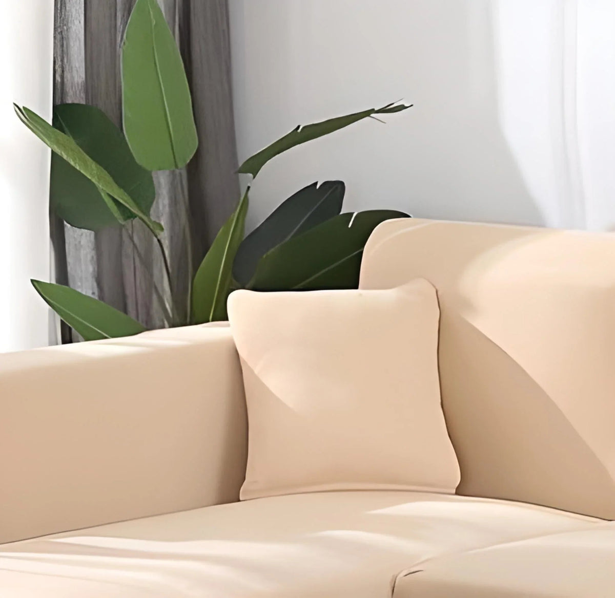 Stretch-Kissenhülle – Leinenbeige – Ansicht 1