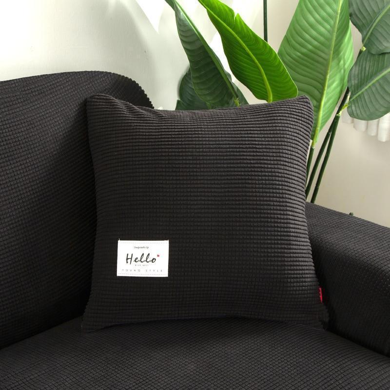 Jacquard-Kissenhülle – Schwarz – Ansicht 1