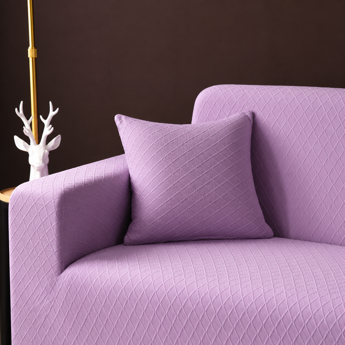 Kissenhülle aus Jacquard mit Rautenmuster – Hellviolett – Ansicht 1
