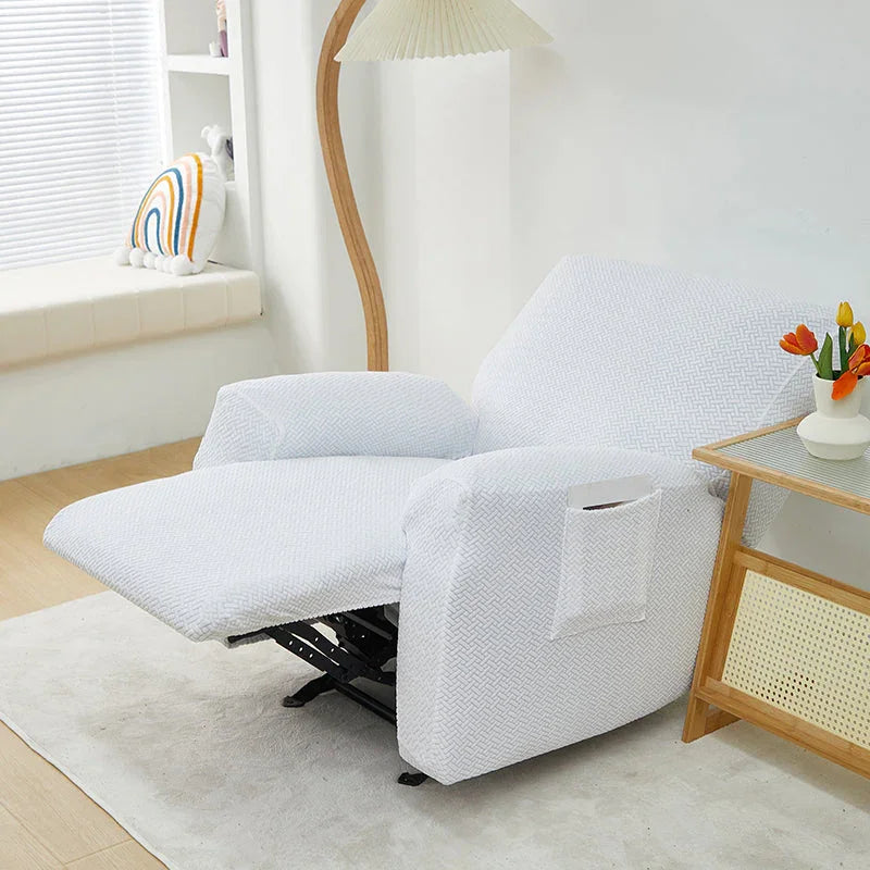 Bezug für Relaxsessel mit Flechtmuster – Weiß – Ansicht 3