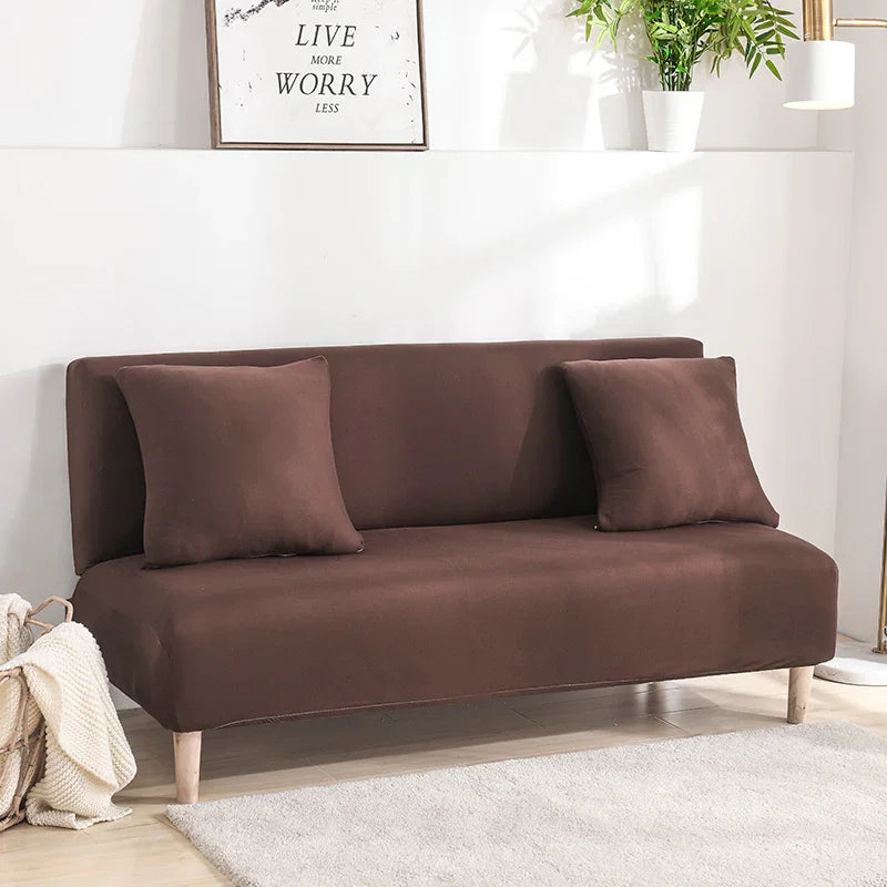 Stretch-Bezug fürs Schlafsofa – Schokoladenbraun – Ansicht 2