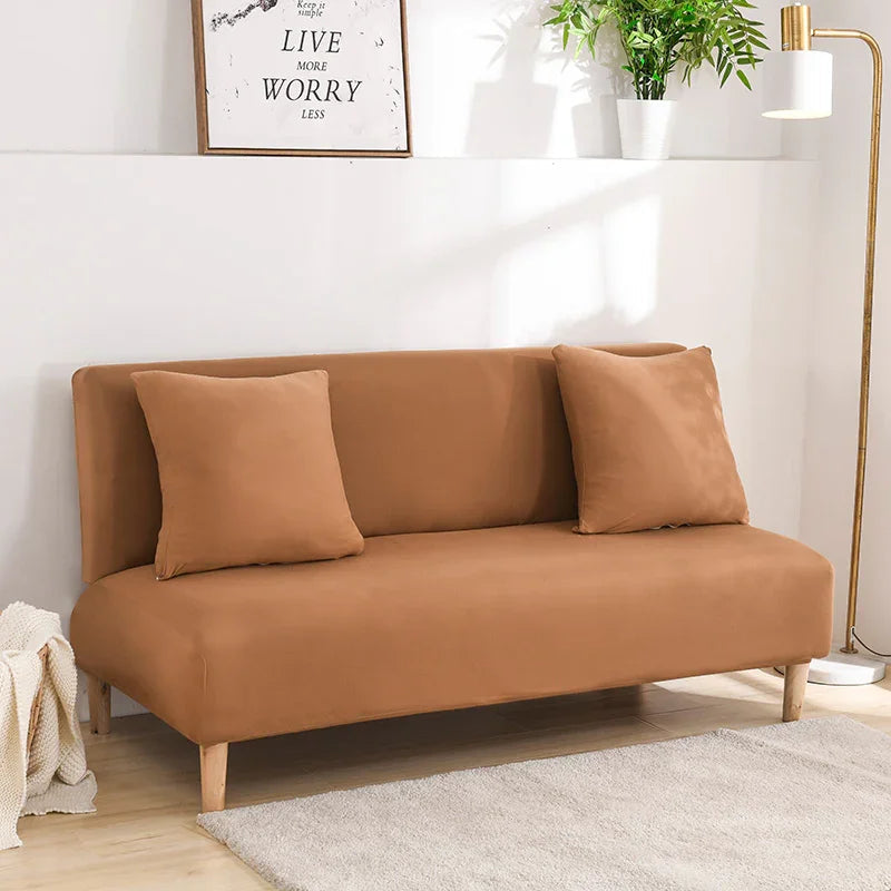 Stretch-Bezug fürs Schlafsofa – Hellbraun – Ansicht 2