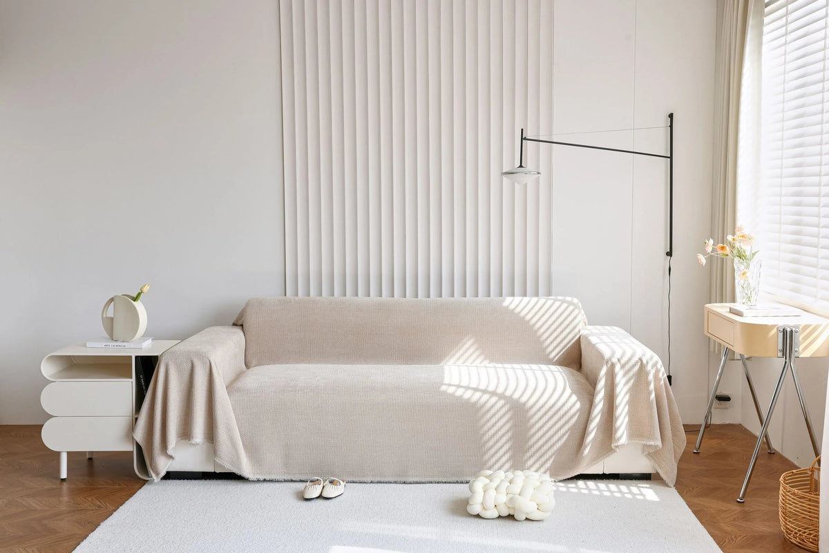 Sofaüberwurf Coveri – Sandbeige – Ansicht 1
