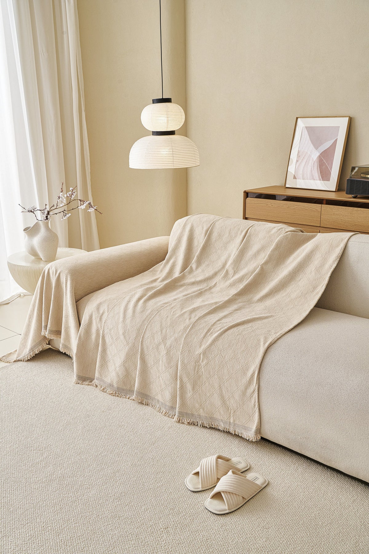 Sofaüberwurf Diamora – Cremeweiß – Ansicht 3