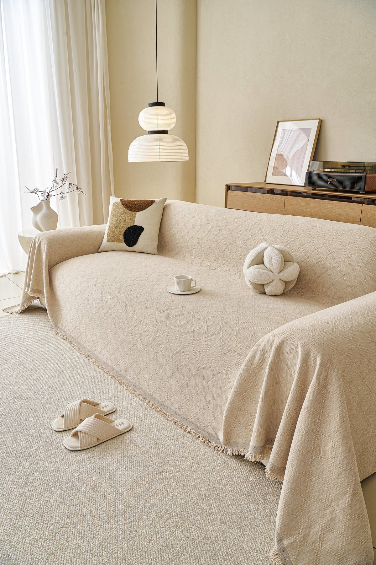 Sofaüberwurf Diamora – Cremeweiß – Ansicht 5