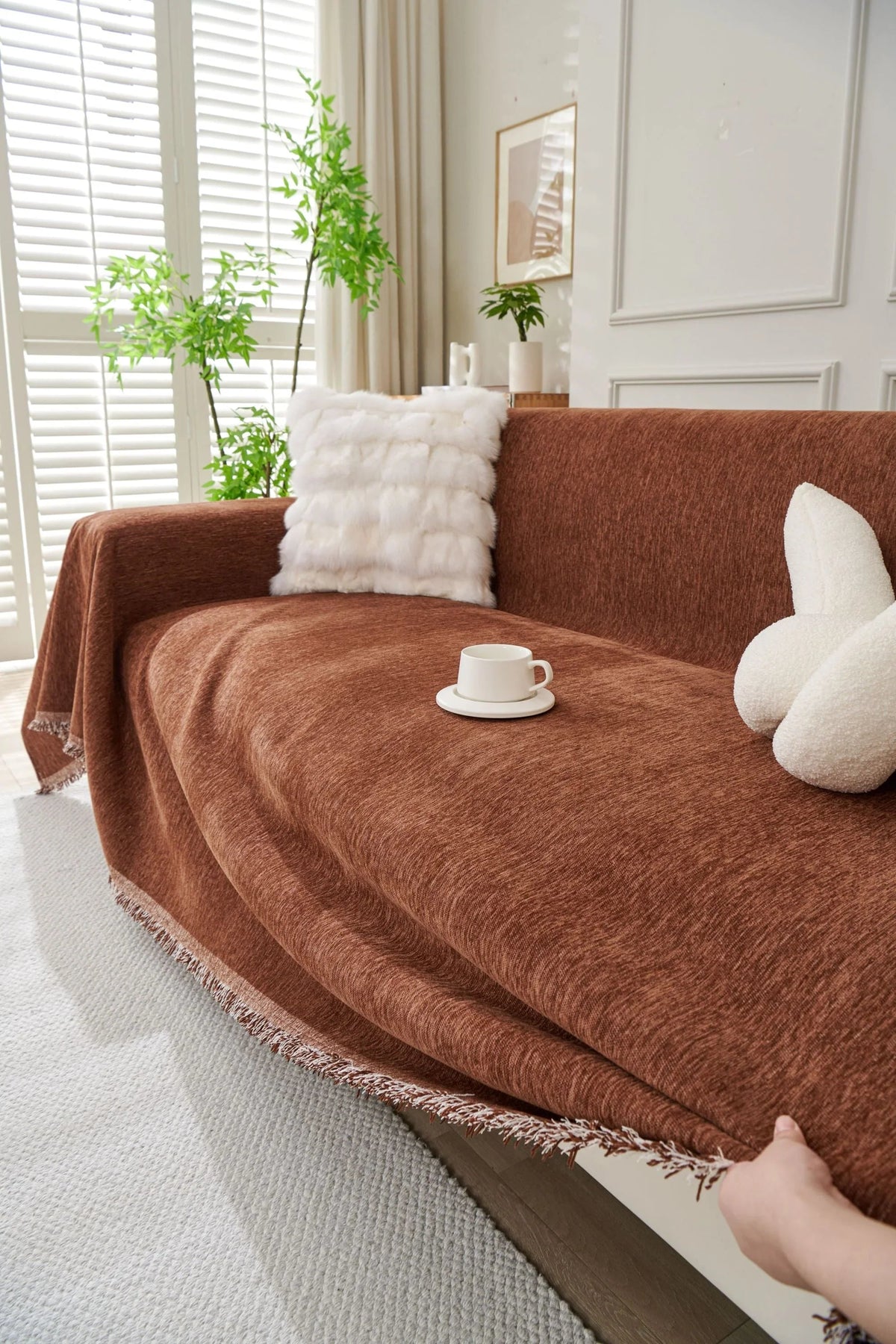 Sofaüberwurf Elligate – Schokoladenbraun – Ansicht 3