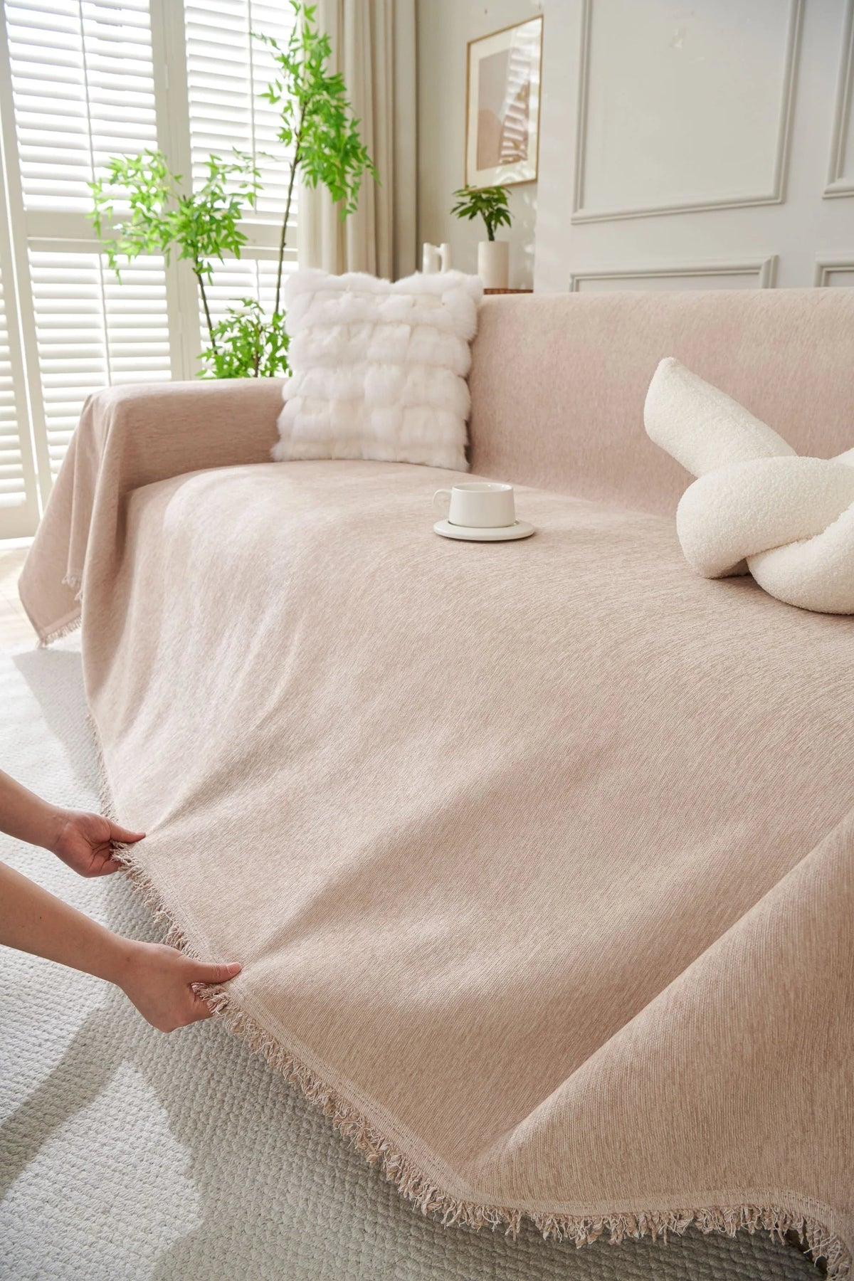 Sofaüberwurf Elligate – Sandbeige – Ansicht 3