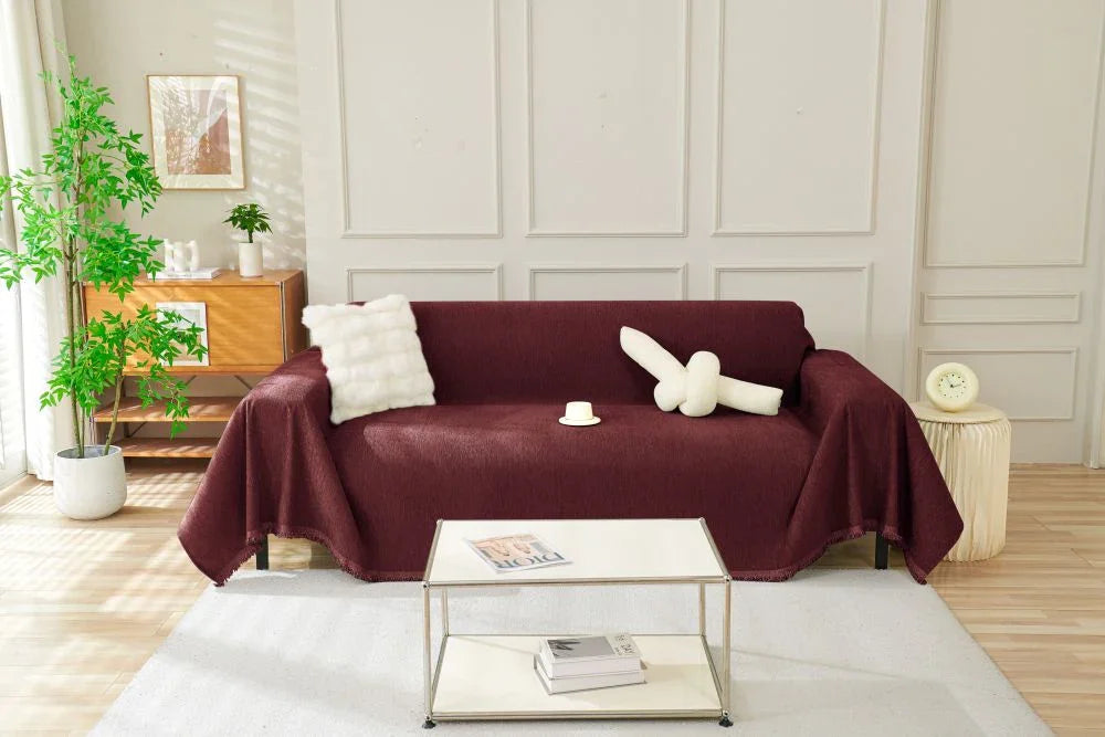 Sofaüberwurf Elligate – Bordeauxrot – Ansicht 1