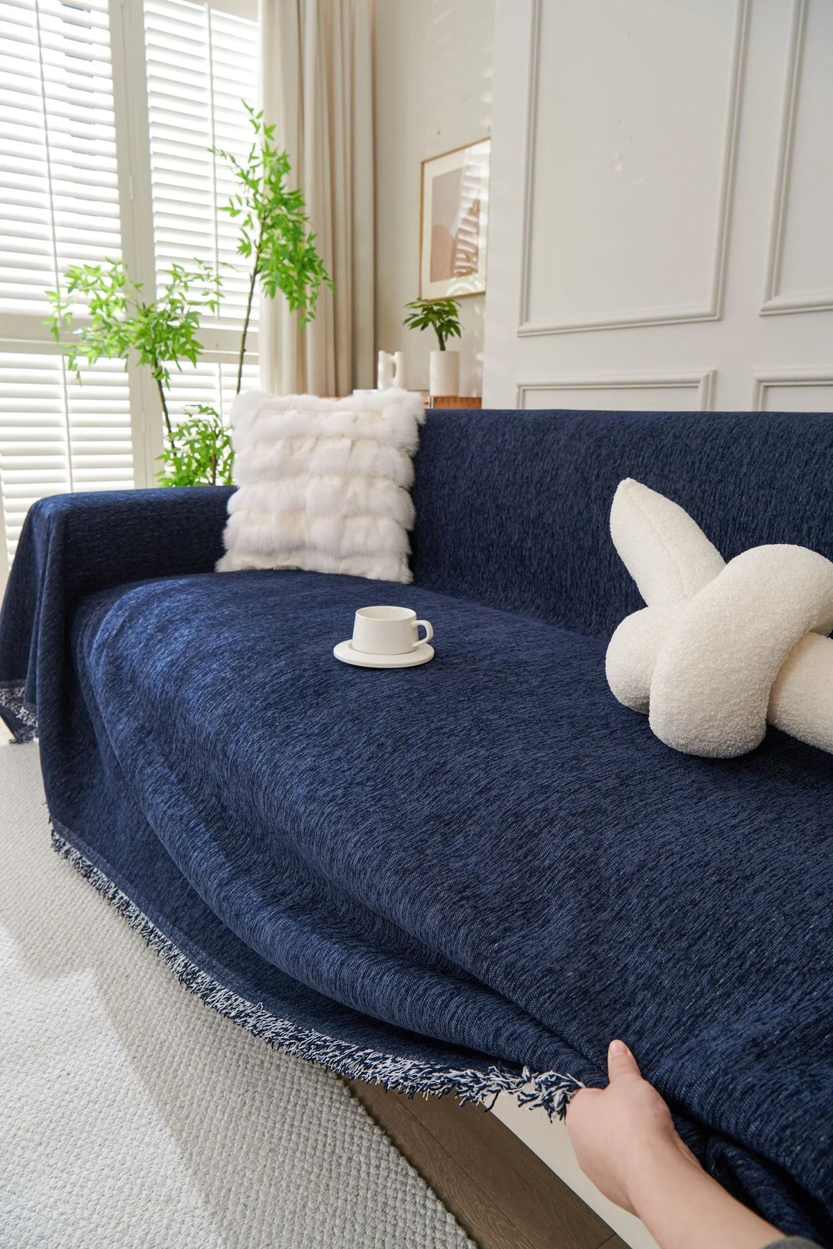 Sofaüberwurf Elligate – Marineblau – Ansicht 3