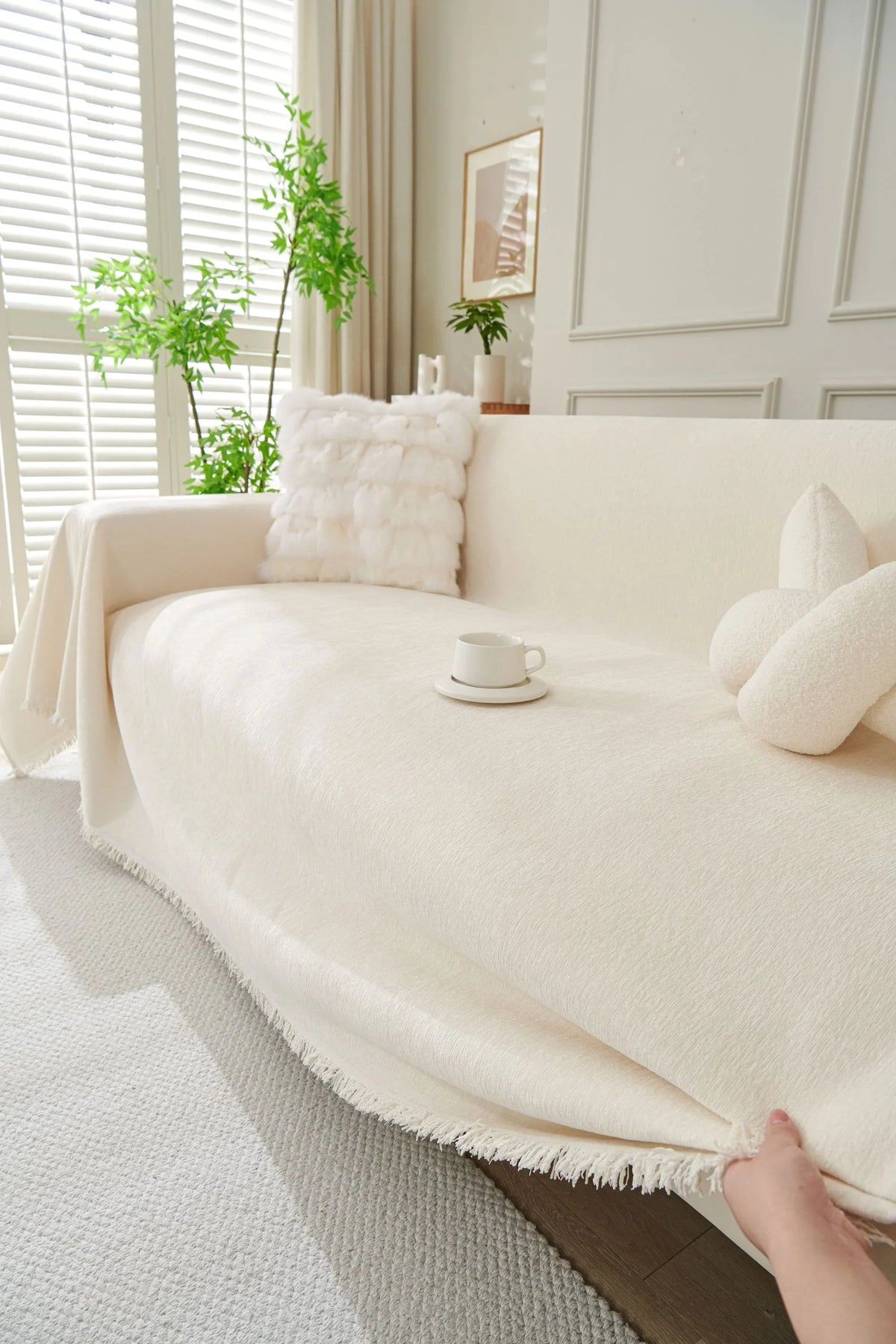 Sofaüberwurf Elligate – Wollweiß – Ansicht 3