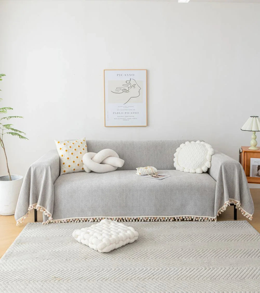 Sofaüberwurf Herpome – Hellgrau – Ansicht 1