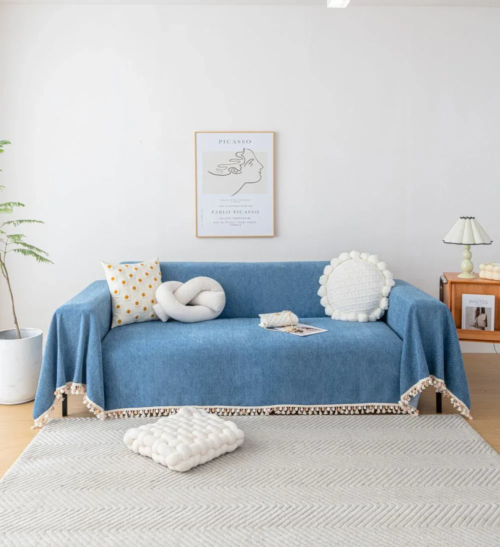 Sofaüberwurf Herpome – Jeansblau – Ansicht 1