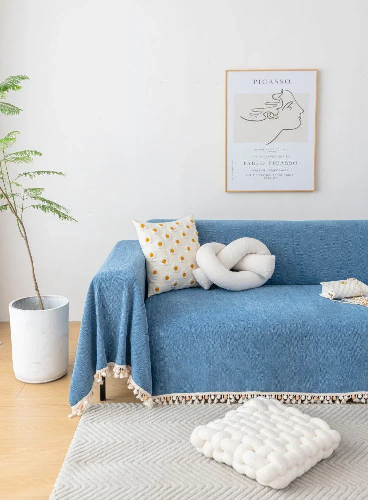 Sofaüberwurf Herpome – Jeansblau – Ansicht 2