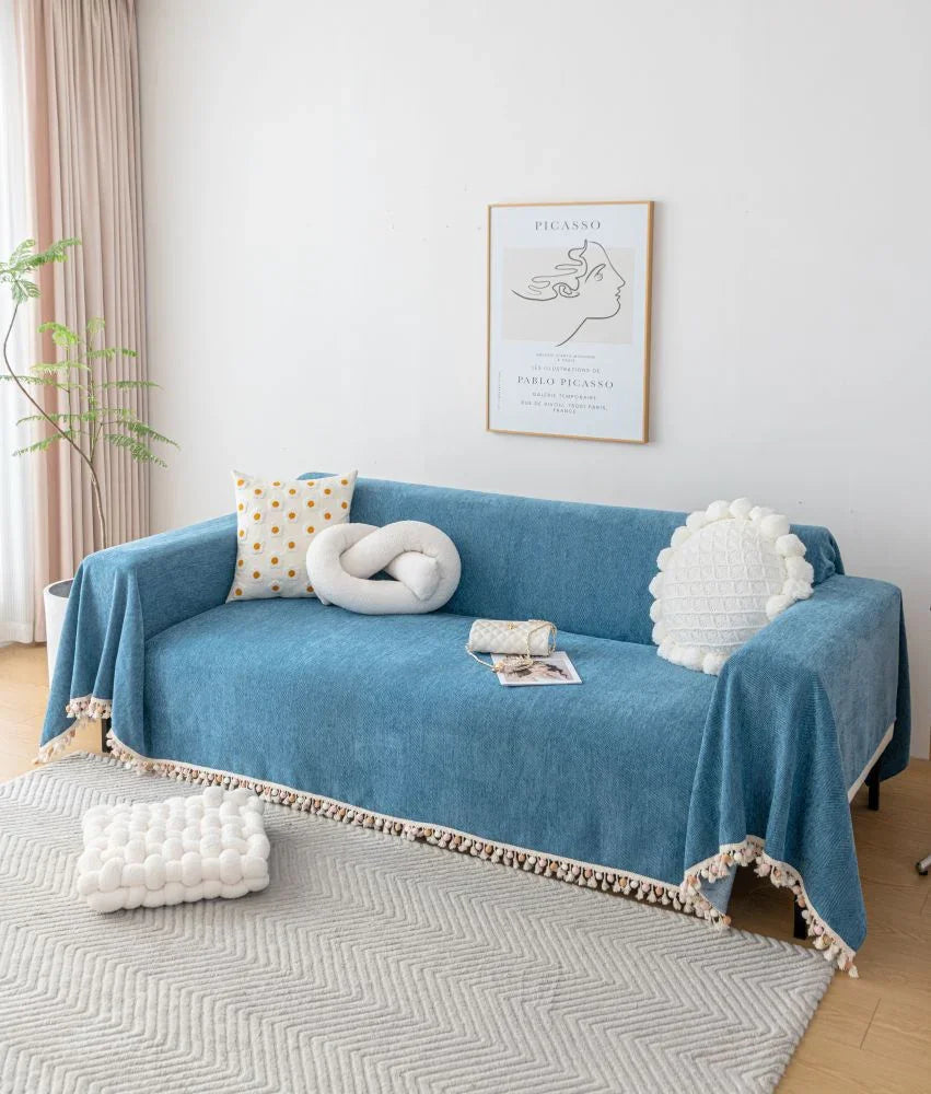 Sofaüberwurf Herpome – Jeansblau – Ansicht 4
