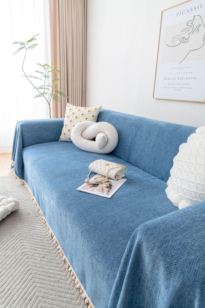 Sofaüberwurf Herpome – Jeansblau – Ansicht 8