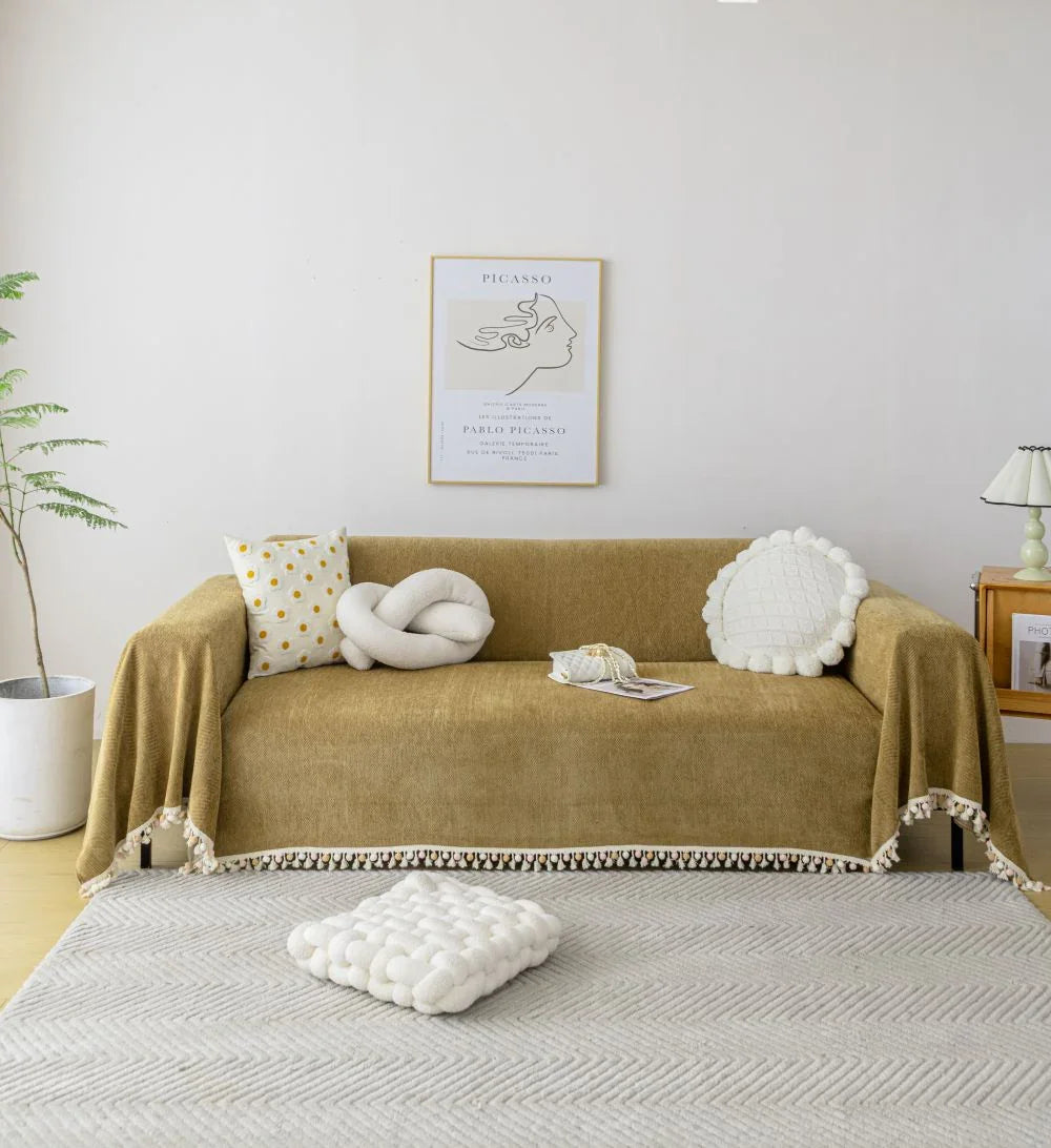 Sofaüberwurf Herpome – Honigbraun – Ansicht 1