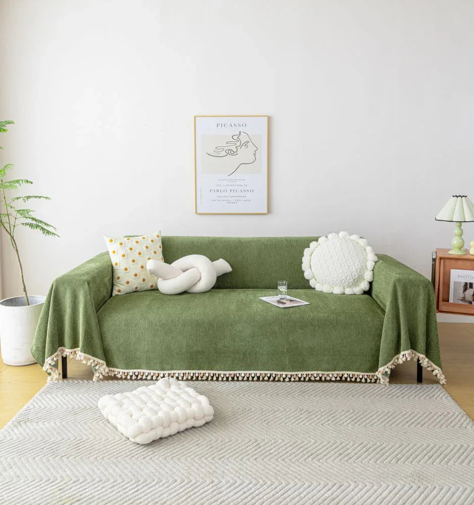 Sofaüberwurf Herpome – Olivgrün – Ansicht 1