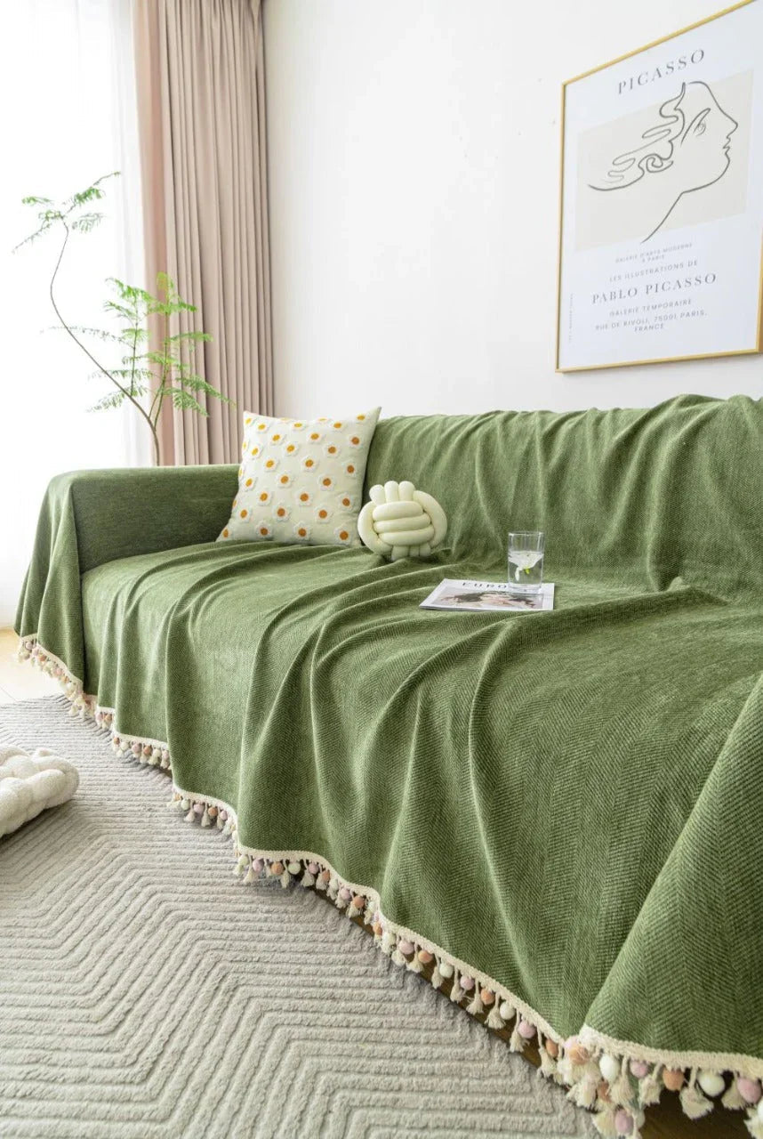 Sofaüberwurf Herpome – Olivgrün – Ansicht 2
