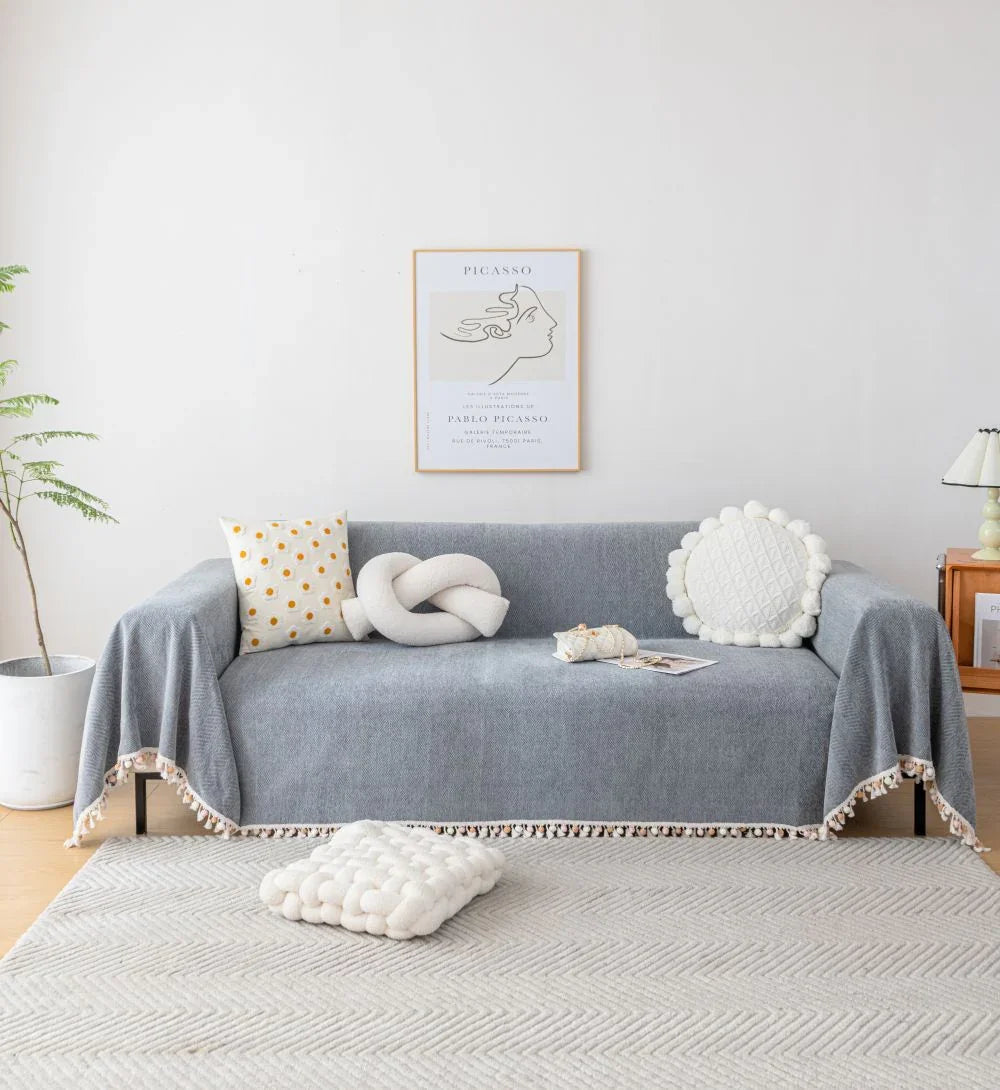 Sofaüberwurf Herpome – Steingrau – Ansicht 1