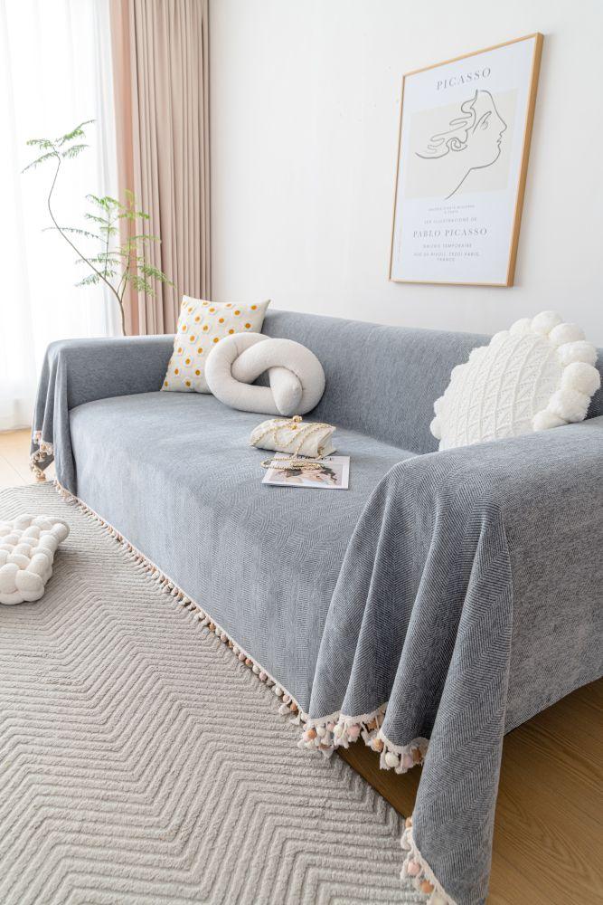 Sofaüberwurf Herpome – Steingrau – Ansicht 2