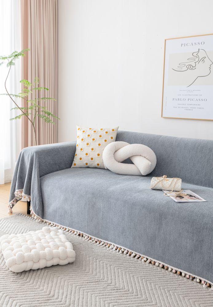 Sofaüberwurf Herpome – Steingrau – Ansicht 4