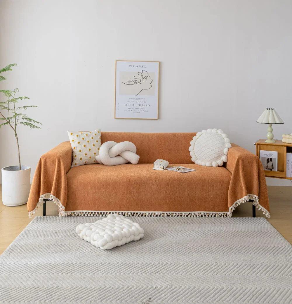Sofaüberwurf Herpome – Terrakottaorange – Ansicht 1