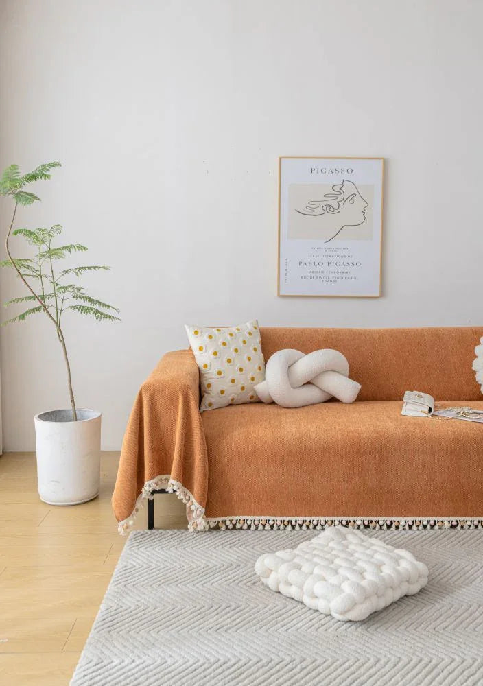 Sofaüberwurf Herpome – Terrakottaorange – Ansicht 2