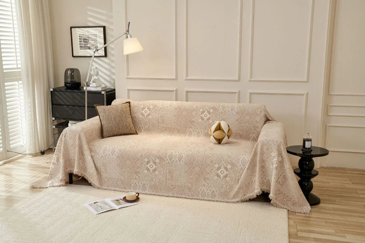 Sofaüberwurf Melareve – Hellbeige – Ansicht 1