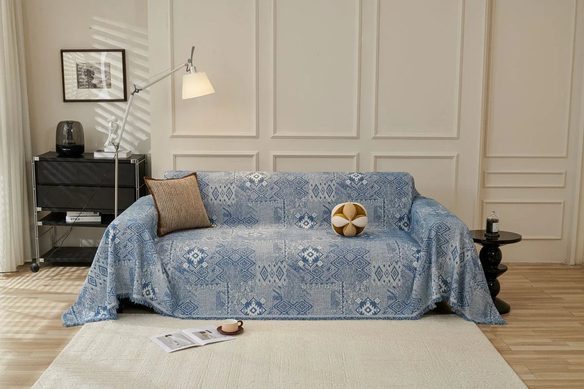 Sofaüberwurf Melareve – Blaugrau – Ansicht 1