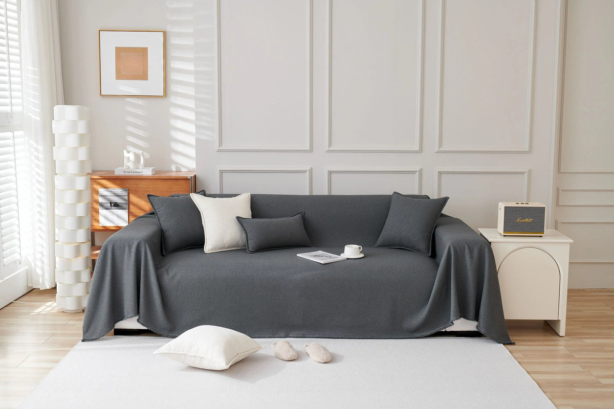 Sofaüberwurf Mousoon – Dunkelgrau – Ansicht 1
