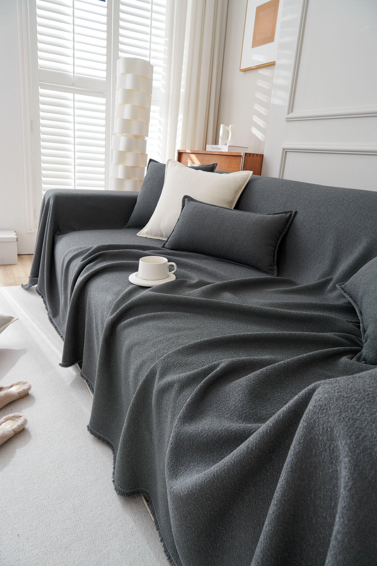 Sofaüberwurf Mousoon – Dunkelgrau – Ansicht 3