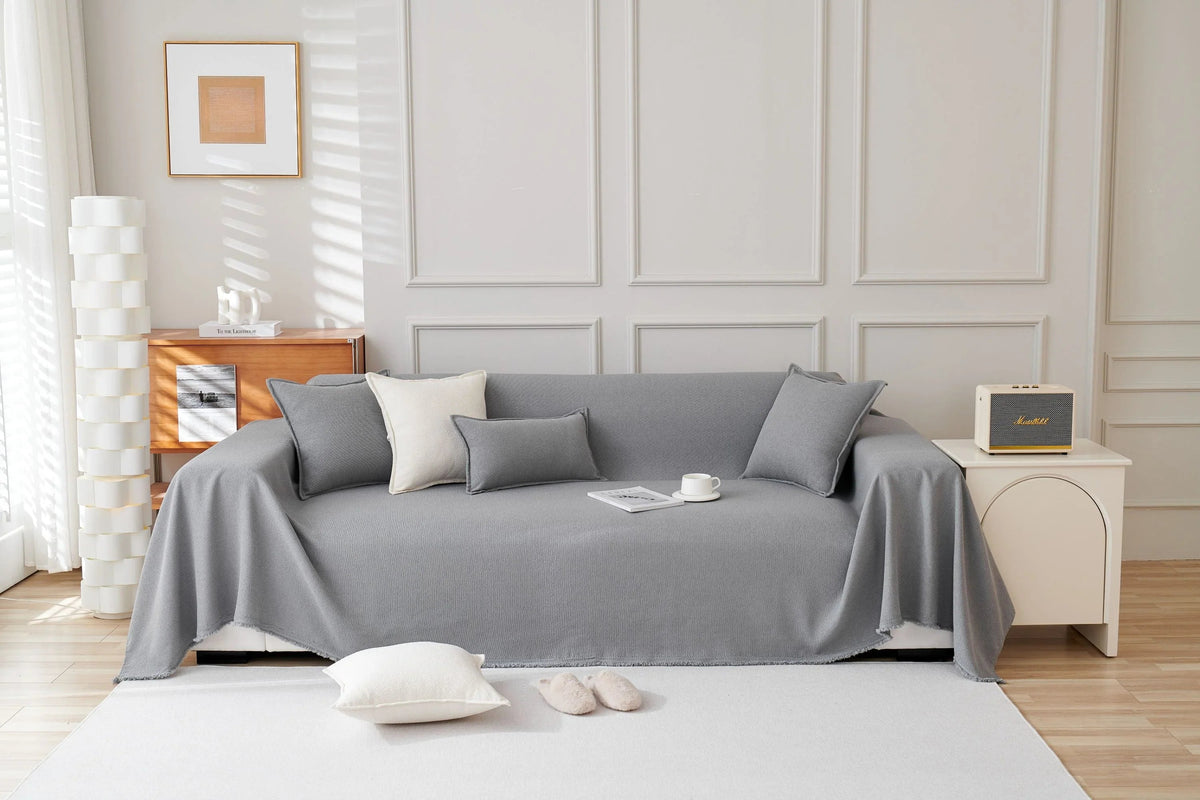Sofaüberwurf Mousoon – Hellgrau – Ansicht 1