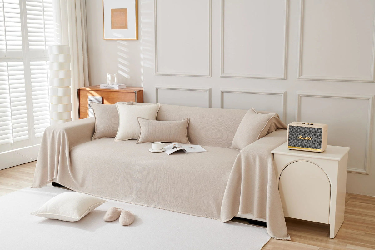 Sofaüberwurf Mousoon – Sandbeige – Ansicht 2