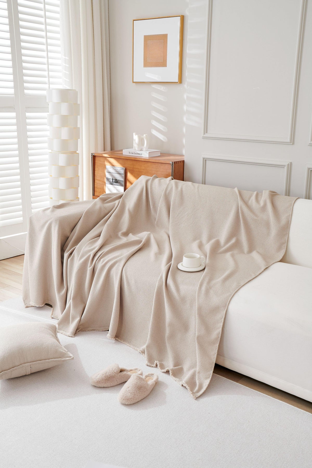 Sofaüberwurf Mousoon – Sandbeige – Ansicht 3
