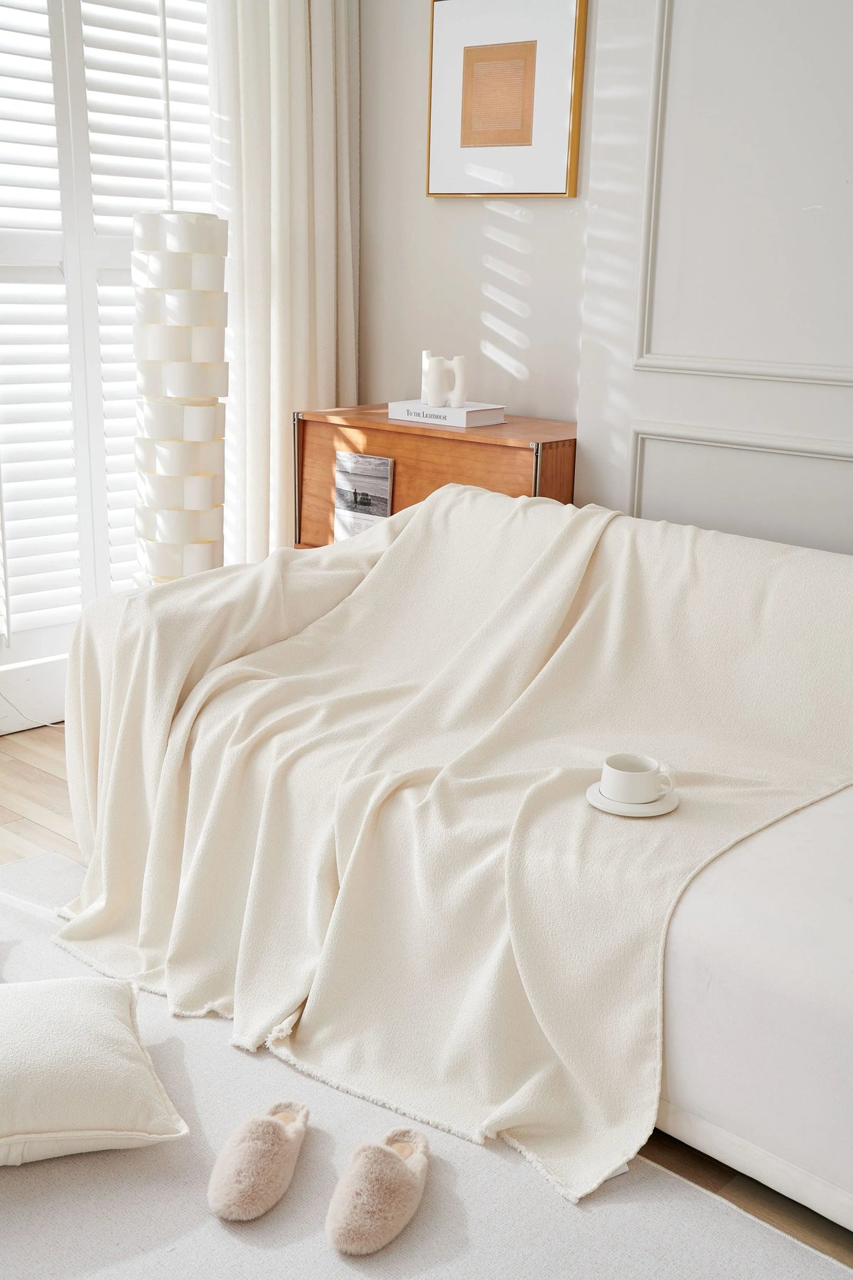 Sofaüberwurf Mousoon – Wollweiß – Ansicht 3