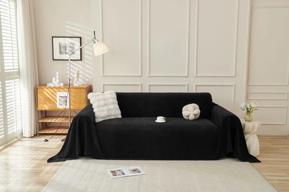 Sofaüberwurf Norka – Nachtschwarz – Ansicht 1