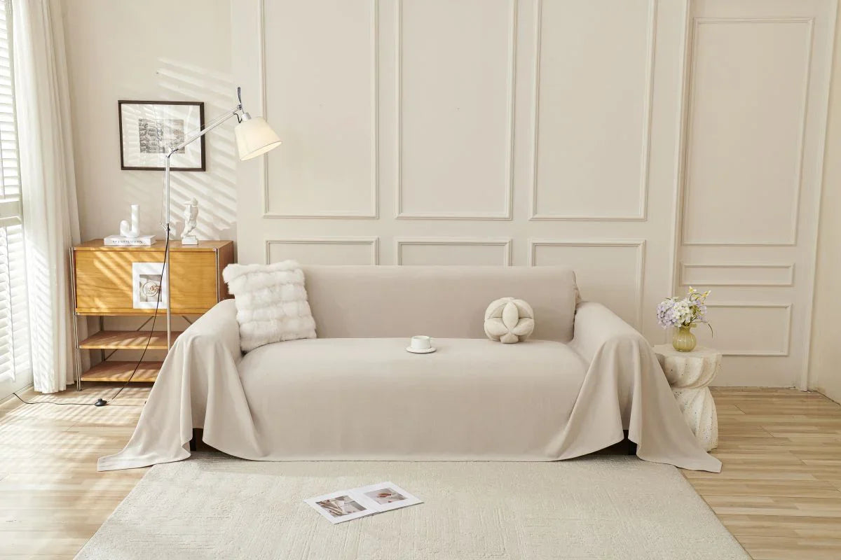 Sofaüberwurf Norka – Hellbeige – Ansicht 1