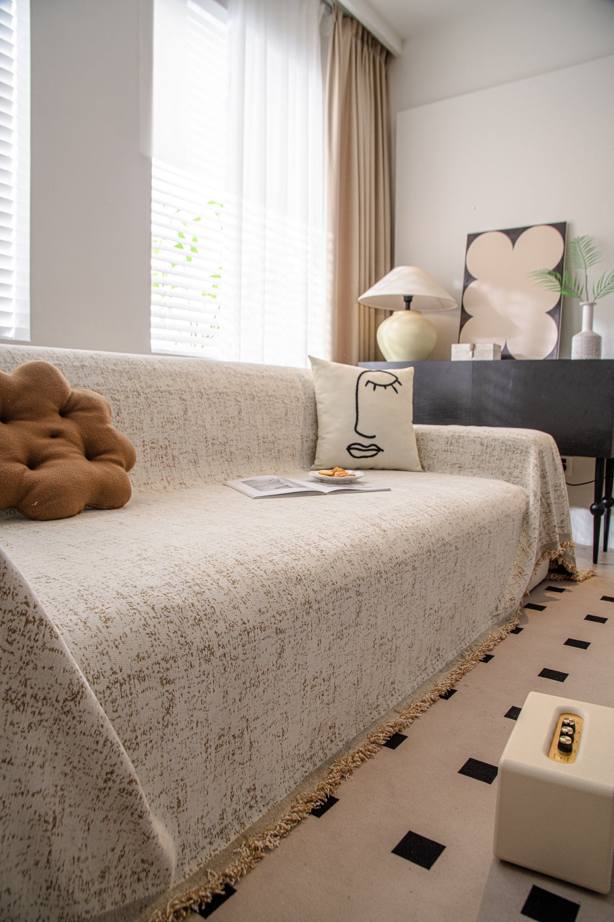 Sofaüberwurf Oriona – Kaffeebraun – Ansicht 1