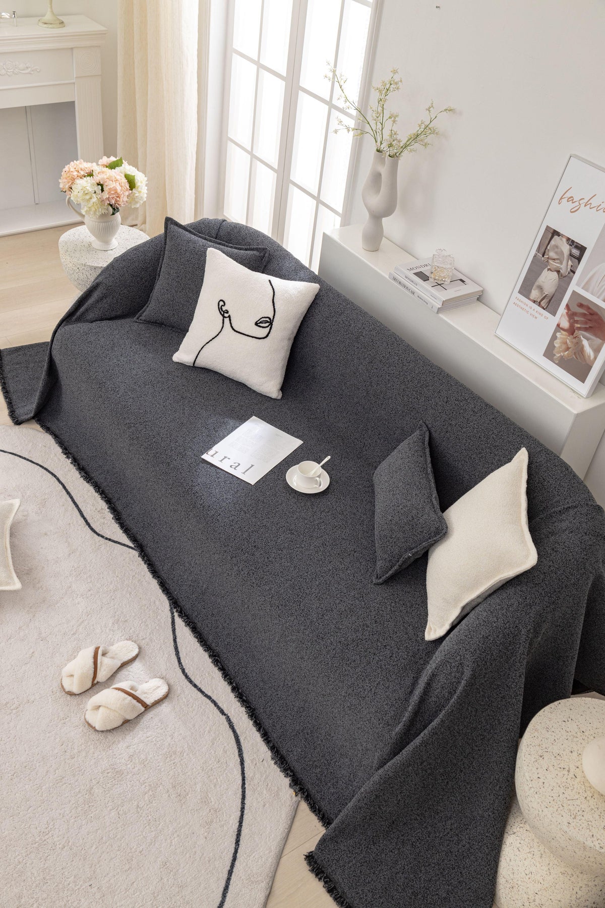 Sofaüberwurf Pixlane – Dunkelgrau – Ansicht 2