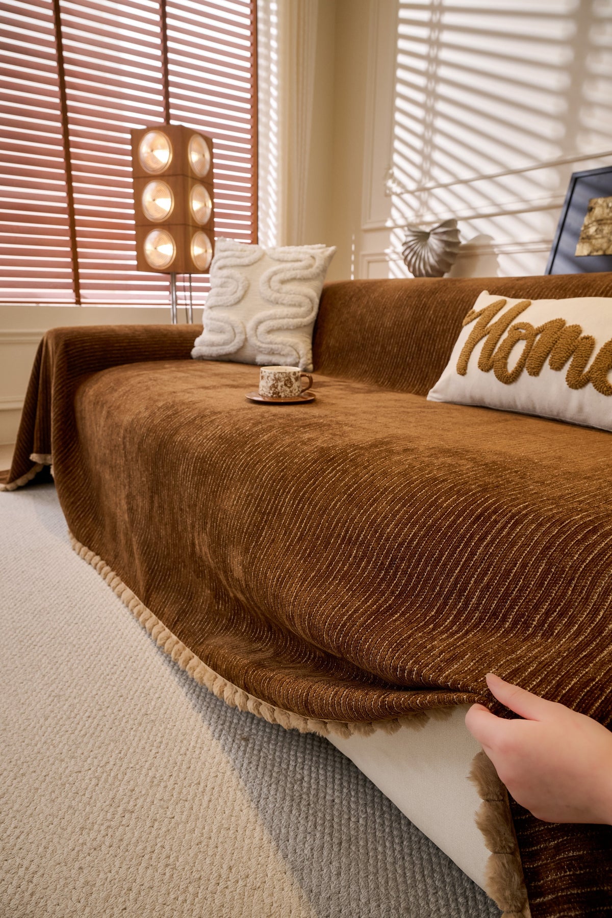 Sofaüberwurf Pomelle – Kaffeebraun – Ansicht 3