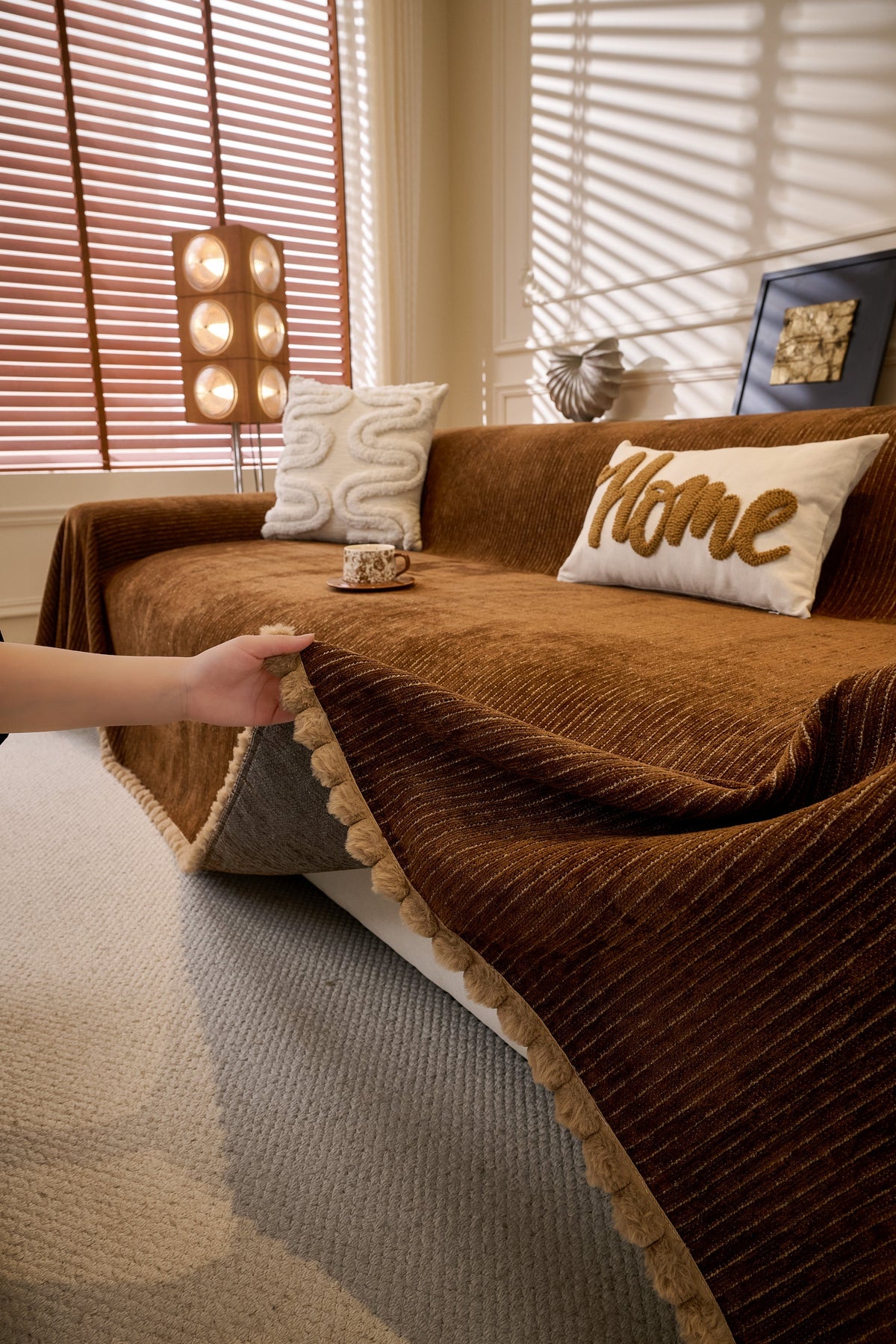 Sofaüberwurf Pomelle – Kaffeebraun – Ansicht 4