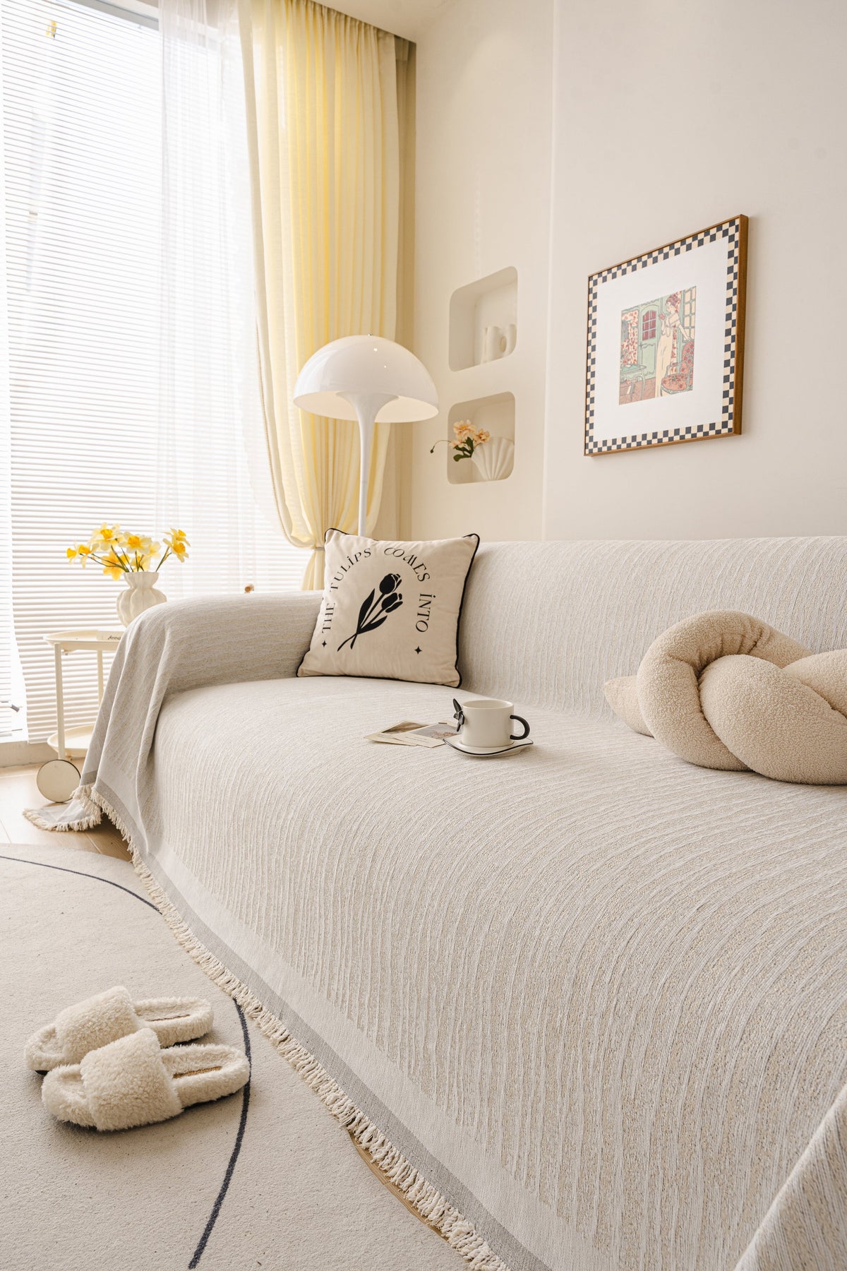 Sofaüberwurf Serena – Beige – Ansicht 1