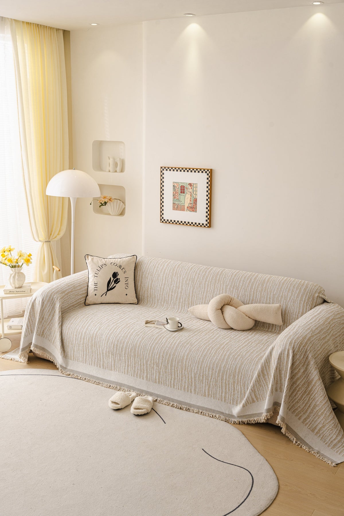 Sofaüberwurf Serena – Sandbeige – Ansicht 2